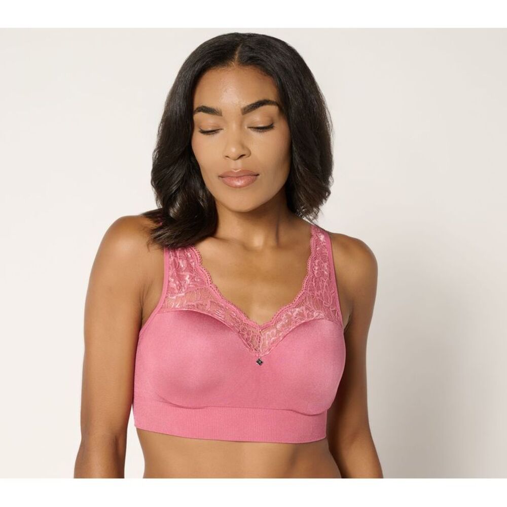 Breezies Women's Bra Sz 34D Natural Curves Michelle Floral Chalk Pink A689816